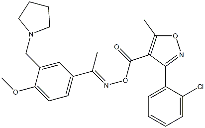 3-(2-chlorophenyl)-4-{[({1-[4-methoxy-3-(1-pyrrolidinylmethyl)phenyl]ethylidene}amino)oxy]carbonyl}-5-methylisoxazole Struktur