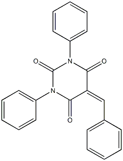 5-benzylidene-1,3-diphenylhexahydropyrimidine-2,4,6-trione Struktur