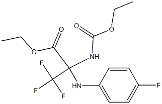 ethyl 2-[(ethoxycarbonyl)amino]-3,3,3-trifluoro-2-(4-fluoroanilino)propanoate Struktur