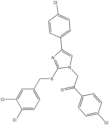 1-(4-chlorophenyl)-2-{4-(4-chlorophenyl)-2-[(3,4-dichlorobenzyl)sulfanyl]-1H-imidazol-1-yl}-1-ethanone Struktur