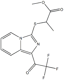 methyl 2-{[1-(2,2,2-trifluoroacetyl)imidazo[1,5-a]pyridin-3-yl]thio}propanoate Struktur