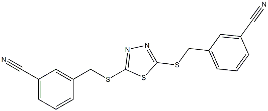 3-[({5-[(3-cyanobenzyl)thio]-1,3,4-thiadiazol-2-yl}thio)methyl]benzonitrile Struktur