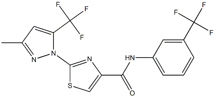 2-[3-methyl-5-(trifluoromethyl)-1H-pyrazol-1-yl]-N-[3-(trifluoromethyl)phenyl]-1,3-thiazole-4-carboxamide Struktur