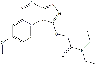 N1,N1-diethyl-2-[(7-methoxybenzo[e][1,2,4]triazolo[3,4-c][1,2,4]triazin-1-yl)thio]acetamide Struktur