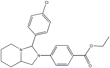 ethyl 4-[3-(4-chlorophenyl)perhydroimidazo[1,5-a]pyridin-2-yl]benzoate Struktur