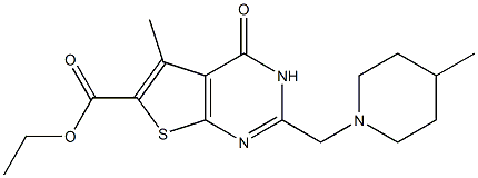 ethyl 5-methyl-2-[(4-methylpiperidin-1-yl)methyl]-4-oxo-3,4-dihydrothieno[2,3-d]pyrimidine-6-carboxylate Struktur