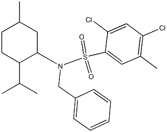 N1-benzyl-N1-(2-isopropyl-5-methylcyclohexyl)-2,4-dichloro-5-methylbenzene- 1-sulfonamide Struktur