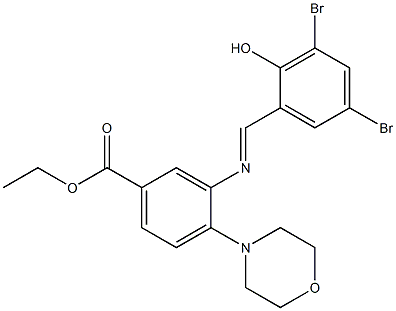 ethyl 3-[(3,5-dibromo-2-hydroxybenzylidene)amino]-4-morpholinobenzoate Struktur