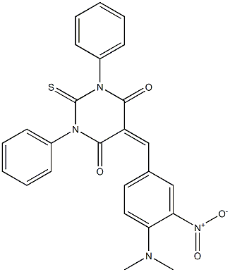 5-[4-(dimethylamino)-3-nitrobenzylidene]-1,3-diphenyl-2-thioxohexahydropyrimidine-4,6-dione Struktur