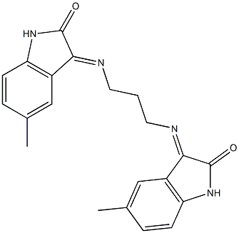 5-methyl-3-({3-[(5-methyl-2-oxo-2,3-dihydro-1H-indol-3-yliden)amino]propyl}imino)indolin-2-one Struktur