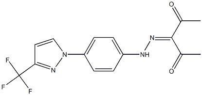 3-(2-{4-[3-(trifluoromethyl)-1H-pyrazol-1-yl]phenyl}hydrazono)pentane-2,4-dione Struktur