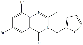 6,8-dibromo-2-methyl-3-(2-thienylmethyl)-3,4-dihydroquinazolin-4-one Struktur