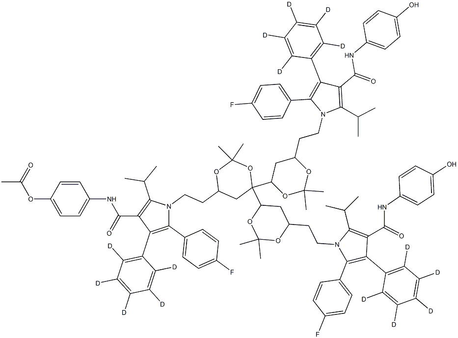 (6-[2-[2-(4-Fluoro-phenyl)-4-(4-hydroxy-phenylcarbamoyl)-5-isopropyl-3-phenyl-d5-pyrrol-1-yl]-ethyl]-2,2-dimethyl-[1,3]-dioxane-4-yl)-acetic Acid, ter Struktur