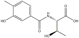 (2S,3R)-3-hydroxy-2-[(3-hydroxy-4-methylbenzoyl)amino]butanoic acid Struktur