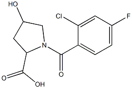 1-(2-chloro-4-fluorobenzoyl)-4-hydroxypyrrolidine-2-carboxylic acid Struktur