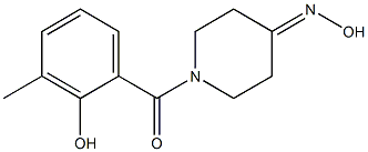 1-(2-hydroxy-3-methylbenzoyl)piperidin-4-one oxime Struktur