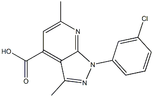 1-(3-chlorophenyl)-3,6-dimethyl-1H-pyrazolo[3,4-b]pyridine-4-carboxylic acid Struktur