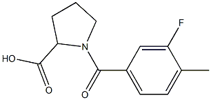 1-(3-fluoro-4-methylbenzoyl)pyrrolidine-2-carboxylic acid Struktur