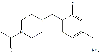 1-(4-{[4-(aminomethyl)-2-fluorophenyl]methyl}piperazin-1-yl)ethan-1-one Struktur