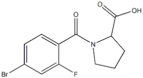 1-(4-bromo-2-fluorobenzoyl)pyrrolidine-2-carboxylic acid Struktur