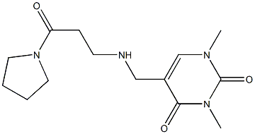 1,3-dimethyl-5-({[3-oxo-3-(pyrrolidin-1-yl)propyl]amino}methyl)-1,2,3,4-tetrahydropyrimidine-2,4-dione Struktur