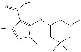 1,3-dimethyl-5-[(3,3,5-trimethylcyclohexyl)oxy]-1H-pyrazole-4-carboxylic acid Struktur