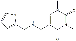 1,3-dimethyl-5-{[(thiophen-2-ylmethyl)amino]methyl}-1,2,3,4-tetrahydropyrimidine-2,4-dione Struktur