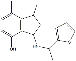 1,7-dimethyl-3-{[1-(thiophen-2-yl)ethyl]amino}-2,3-dihydro-1H-inden-4-ol Struktur