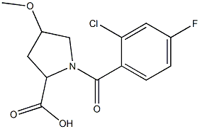 1-[(2-chloro-4-fluorophenyl)carbonyl]-4-methoxypyrrolidine-2-carboxylic acid Struktur