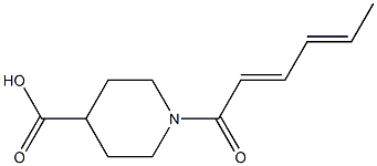 1-[(2E,4E)-hexa-2,4-dienoyl]piperidine-4-carboxylic acid Struktur