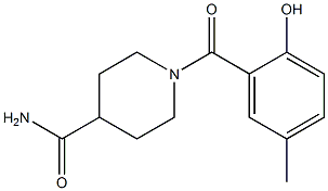 1-[(2-hydroxy-5-methylphenyl)carbonyl]piperidine-4-carboxamide Struktur