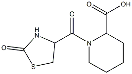 1-[(2-oxo-1,3-thiazolidin-4-yl)carbonyl]piperidine-2-carboxylic acid Struktur