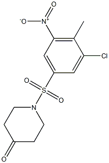 1-[(3-chloro-4-methyl-5-nitrobenzene)sulfonyl]piperidin-4-one Struktur