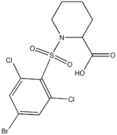 1-[(4-bromo-2,6-dichlorobenzene)sulfonyl]piperidine-2-carboxylic acid Struktur