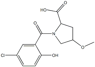 1-[(5-chloro-2-hydroxyphenyl)carbonyl]-4-methoxypyrrolidine-2-carboxylic acid Struktur