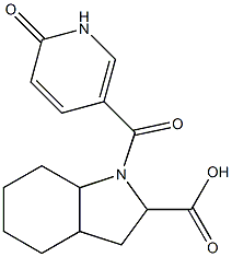 1-[(6-oxo-1,6-dihydropyridin-3-yl)carbonyl]octahydro-1H-indole-2-carboxylic acid Struktur