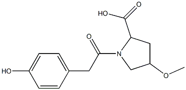 1-[2-(4-hydroxyphenyl)acetyl]-4-methoxypyrrolidine-2-carboxylic acid Struktur