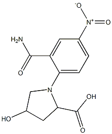 1-[2-(aminocarbonyl)-4-nitrophenyl]-4-hydroxypyrrolidine-2-carboxylic acid Struktur