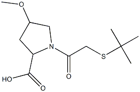 1-[2-(tert-butylsulfanyl)acetyl]-4-methoxypyrrolidine-2-carboxylic acid Struktur