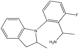 1-[2-fluoro-6-(2-methyl-2,3-dihydro-1H-indol-1-yl)phenyl]ethan-1-amine Struktur