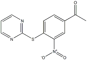 1-[3-nitro-4-(pyrimidin-2-ylsulfanyl)phenyl]ethan-1-one Struktur