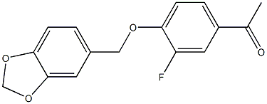 1-[4-(2H-1,3-benzodioxol-5-ylmethoxy)-3-fluorophenyl]ethan-1-one Struktur