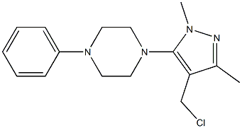 1-[4-(chloromethyl)-1,3-dimethyl-1H-pyrazol-5-yl]-4-phenylpiperazine Struktur