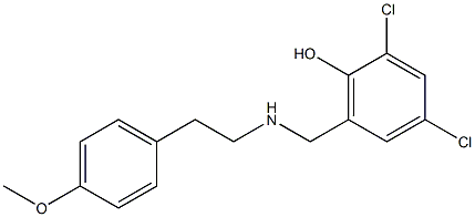 2,4-dichloro-6-({[2-(4-methoxyphenyl)ethyl]amino}methyl)phenol Struktur