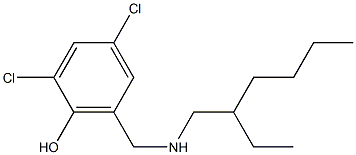 2,4-dichloro-6-{[(2-ethylhexyl)amino]methyl}phenol Struktur