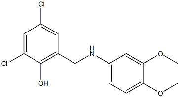 2,4-dichloro-6-{[(3,4-dimethoxyphenyl)amino]methyl}phenol Struktur