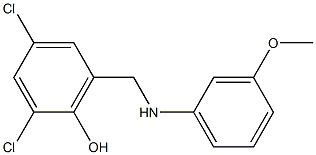 2,4-dichloro-6-{[(3-methoxyphenyl)amino]methyl}phenol Struktur