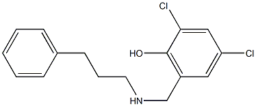 2,4-dichloro-6-{[(3-phenylpropyl)amino]methyl}phenol Struktur