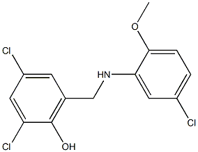 2,4-dichloro-6-{[(5-chloro-2-methoxyphenyl)amino]methyl}phenol Struktur