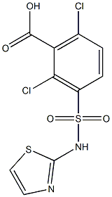 2,6-dichloro-3-(1,3-thiazol-2-ylsulfamoyl)benzoic acid Struktur